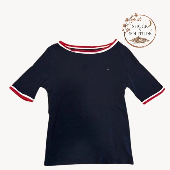 Tommy Hilfiger Tops - Tommy Hilfiger Stripped Collar Crewneck T-Shirt